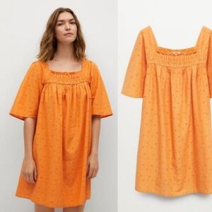 Mango Baby Doll Orange Dress